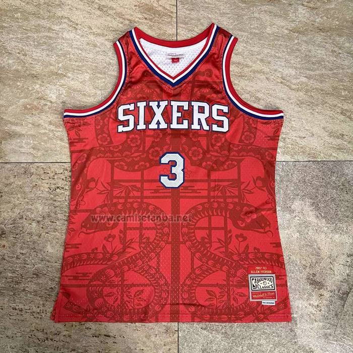 Camiseta Philadelphia 76ers Allen Iverson NO 3 Mitchell & Ness 2002-03 Rojo